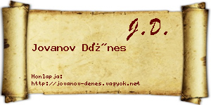 Jovanov Dénes névjegykártya